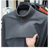 Woodpecker Men's Double-Sided Velvet Half-Zip Stand Collar Warm Long-Sleeve T-Shirt