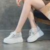 9cm thick-soled inner height-increasing little white shoes women's leather mesh breathable casual sports board shoes women's national style little