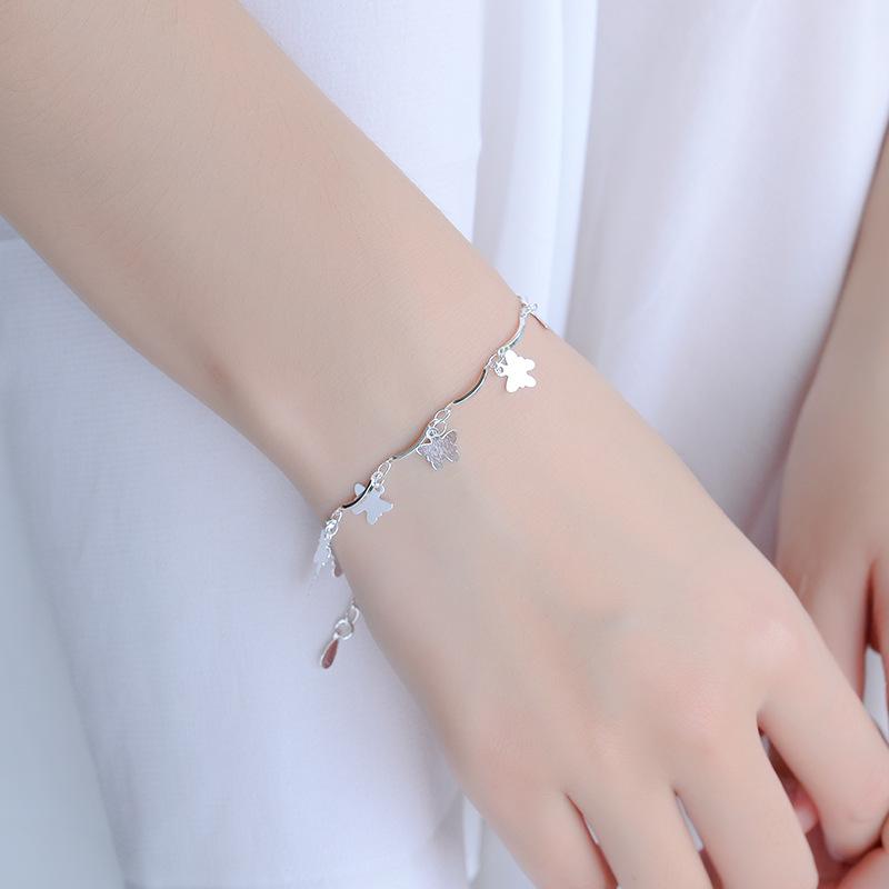 European & American Style Butterfly Bracelet and Silver Anklet - Korean Copper-Plated Silver Fashion Accessories.