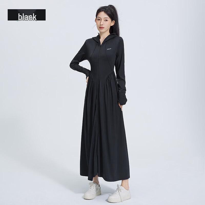 Zauo Women s Cool-Touch Hooded Sun Protection Dress M