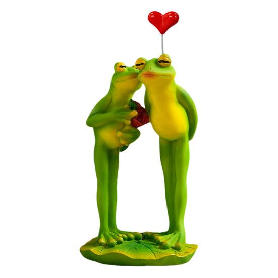 Cartoon Frog Figurine Kissing Meditation Toilet Frog Statue Resin Animal