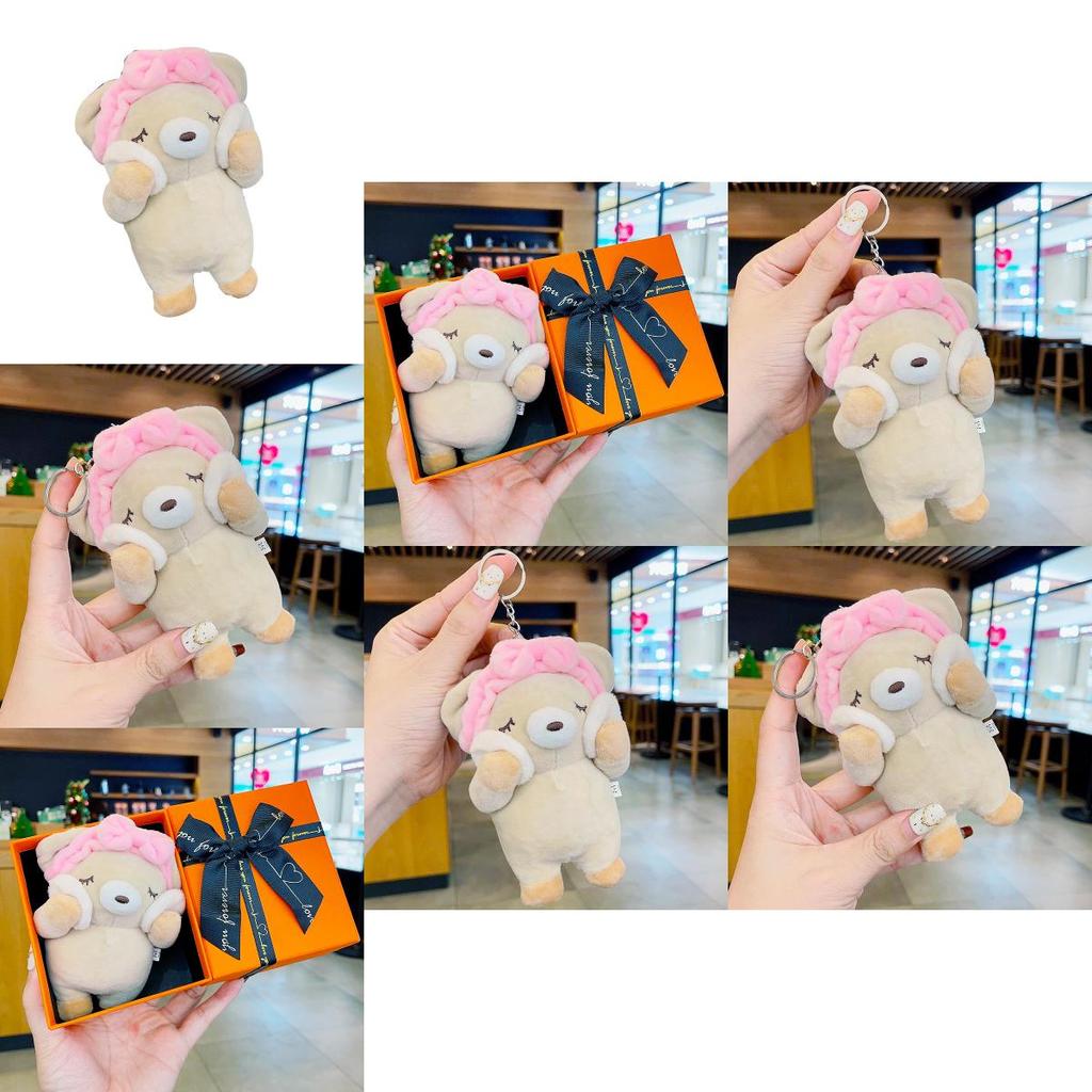 Adorable Plush Bear Keychain Cute Decorative Accessory For Bookbags And Keys