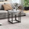 Nesting Side Tables, 3-Piece, Marble Effect, Steel Frame, White