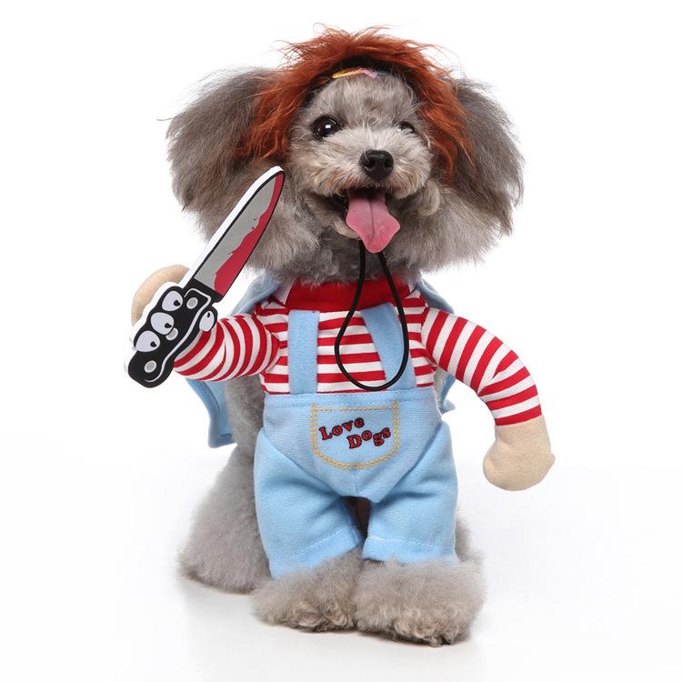 Cozy Stand-up Pet Outfits: Cute Autumn/Winter Cotton Clothes for Dogs and Cats, Christmas Style.