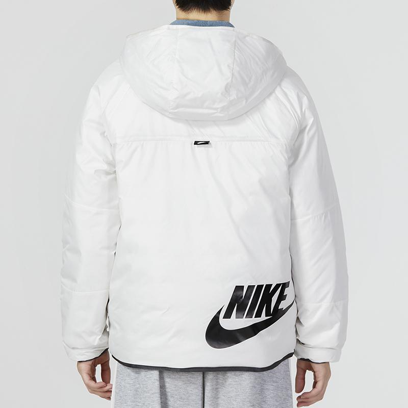 Nike Jednobarevná sportovní ležérní outdoorová prošívaná lehká bavlněná péřová bunda s kapucí pro muže bundy Černá DH2784-030