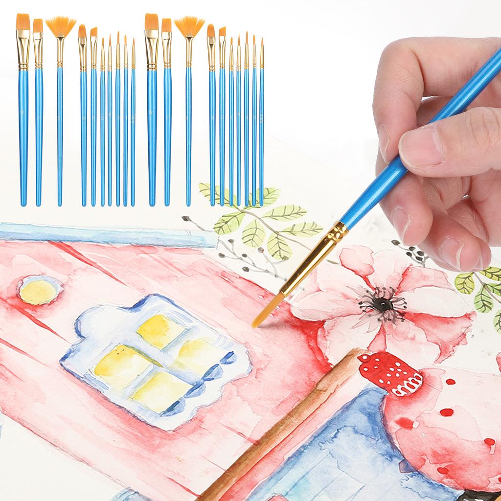 2 Set Paint Brushes Oily Painting NonOily Drawing Round Tip Nylon Art Supplies Artist Kits