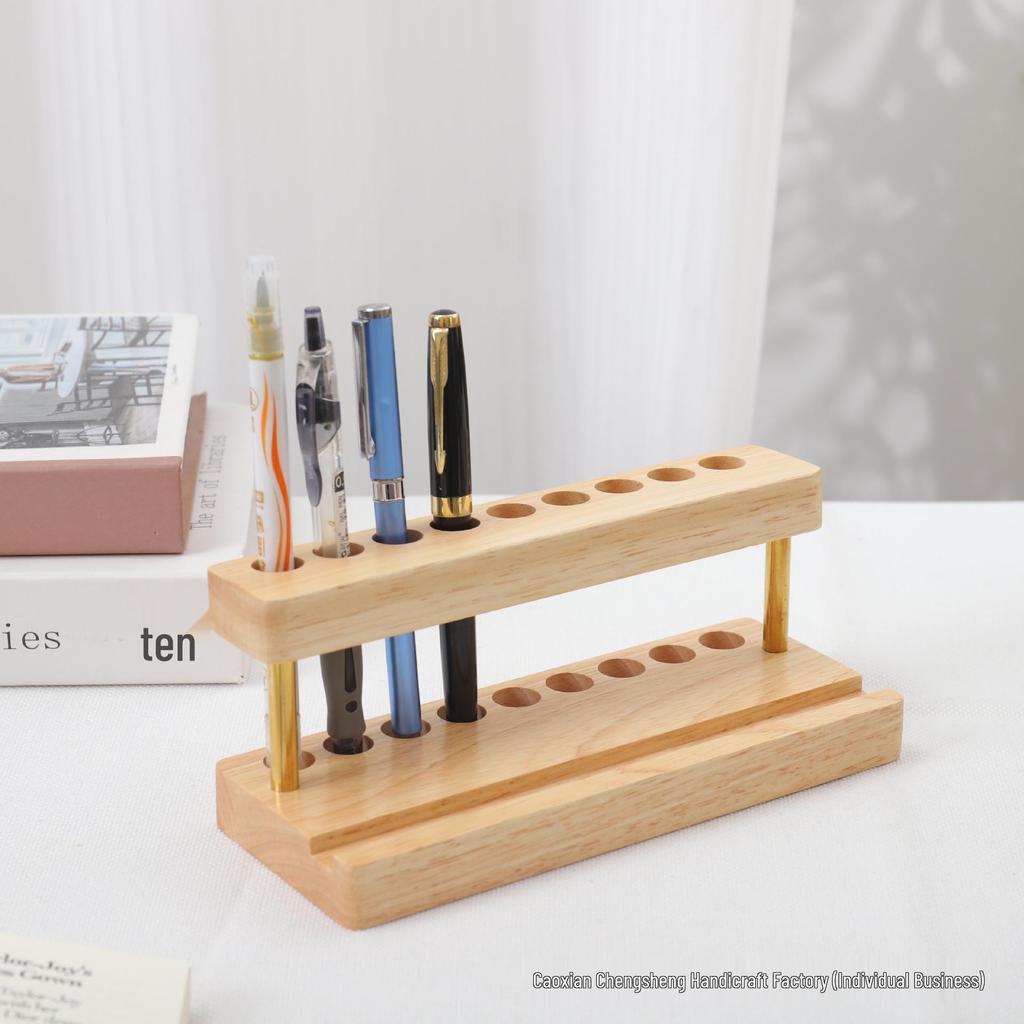 Solid Wood Pen and Gadget Holder - Multifunctional Desktop Organizer