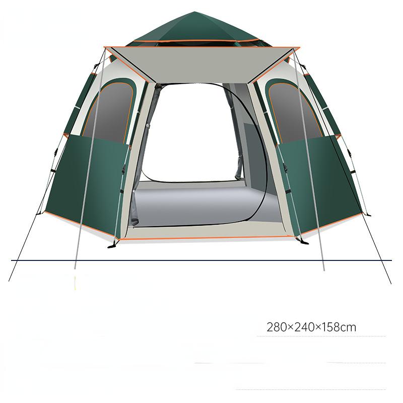 

Портативный складной навес для пикника на открытом воздухе и кемпинга, шестиугольная виниловая палатка для зала, утолщенная солнцезащитная и непромокаемая палатка 280*240*158cm зелёный