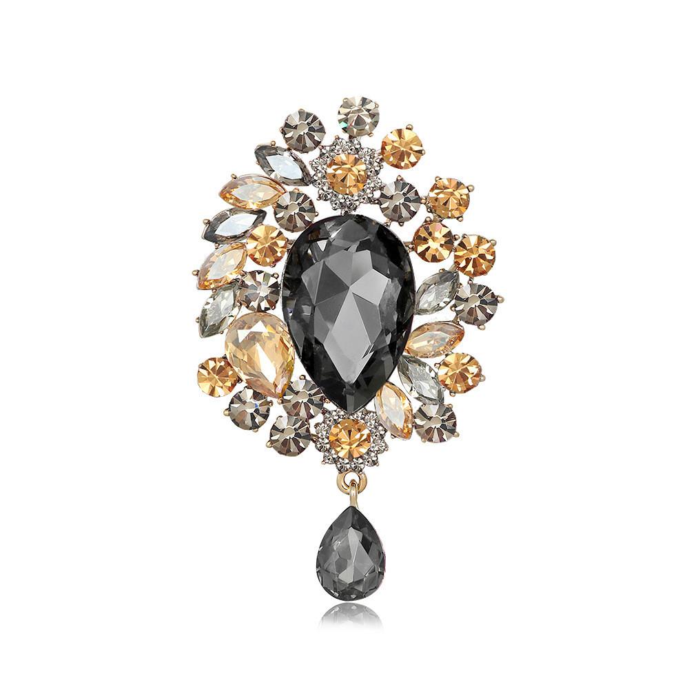 Classic Alloy Crystal Brooch Pin With Multifunctional Safety For Winter Fashion Gift