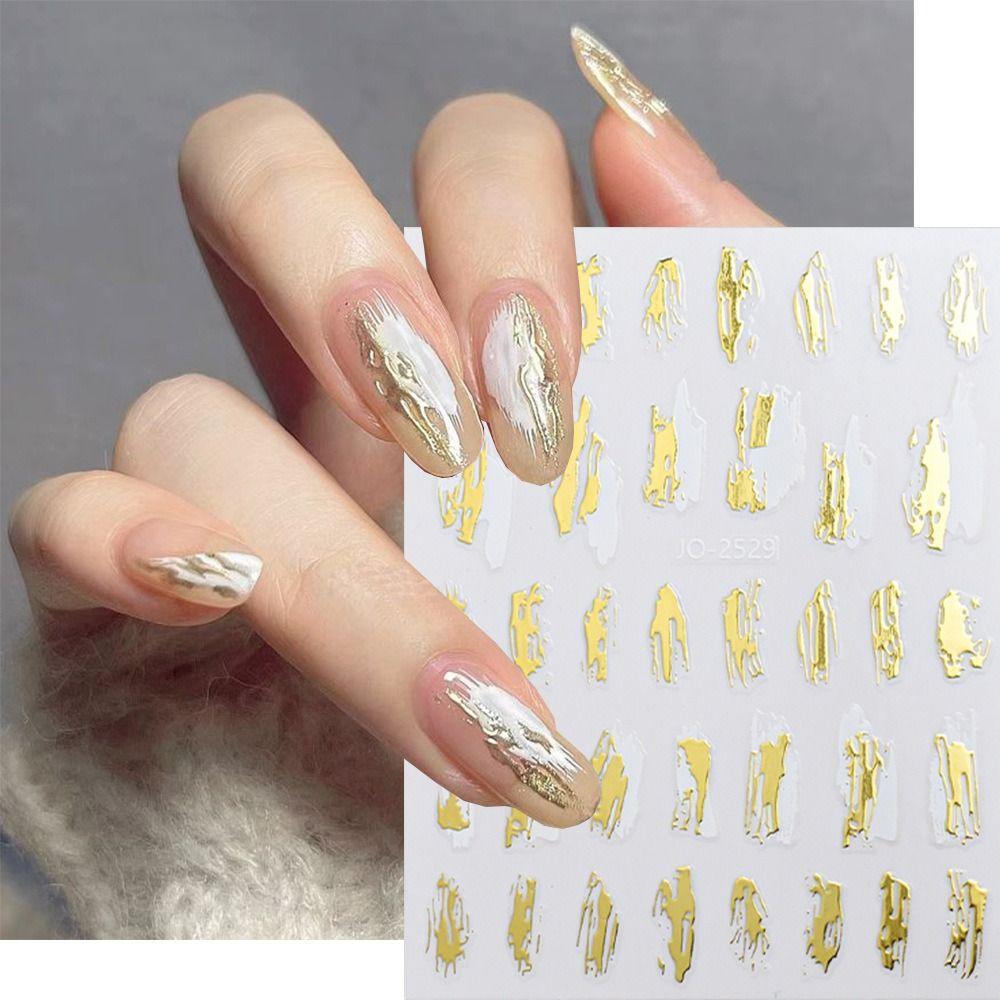 

5 Pcs/bag 3D Mirror-finished Nail Sticker Irregular Grain Nail Art Decoration Women