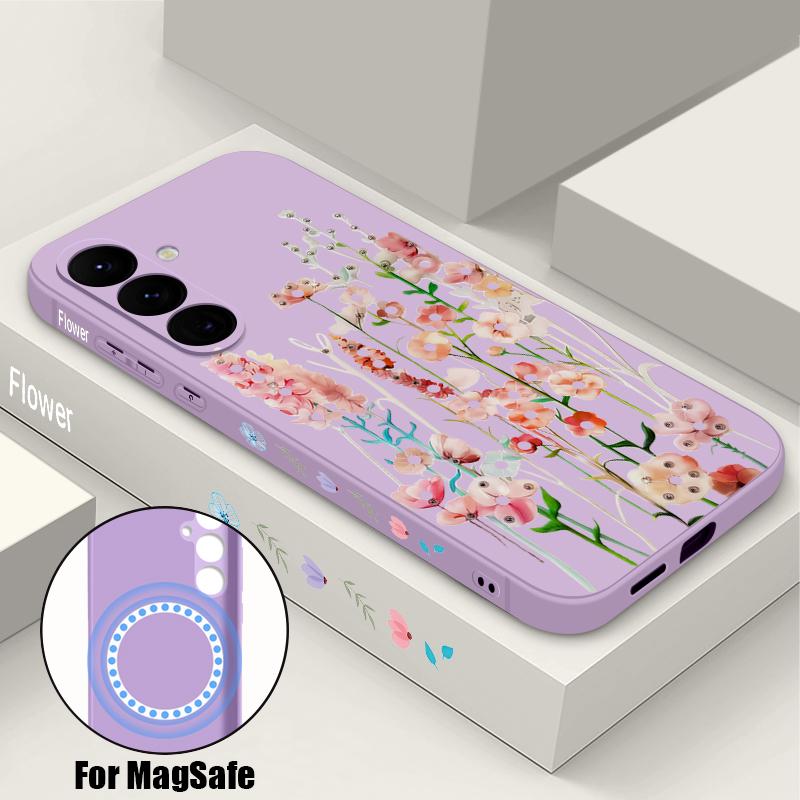 

Lavender Flowers Print Case For Samsung Galaxy S26 S25 Ultra S24 S23 FE S22 Plus S21 Built-in Metal Plate Magnetic Silicone Cover Samsung S25 FE