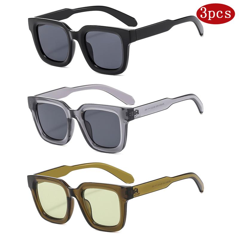 3pcs New Fashion Square Sunglasses Women Retro Personality Shades UV400 Men Outdoor Brand Colorful Colors Sun Glasses Unisex
