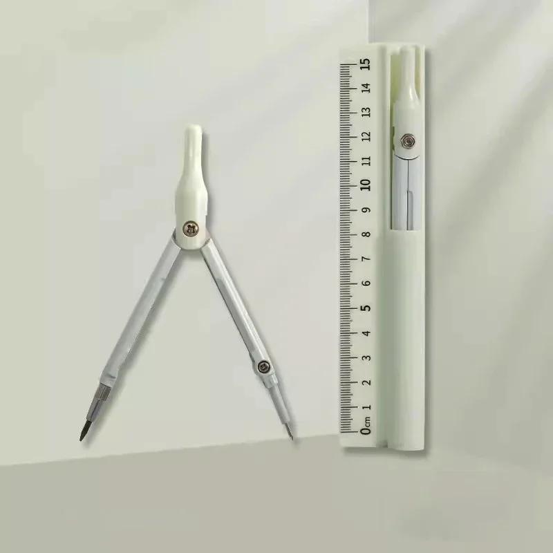 3-in-1-Geometrie-Set mit Zirkel und Lineal, Bleistift, multifunktionaler Zeichenzirkel für die Schule, Mathematik, Geometrie-Werkzeug, Schreibwaren