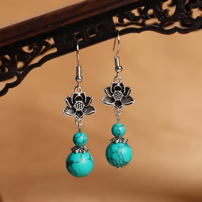Original Design Earrings Simple High-end Turquoise Earrings Retro Long Earrings Women