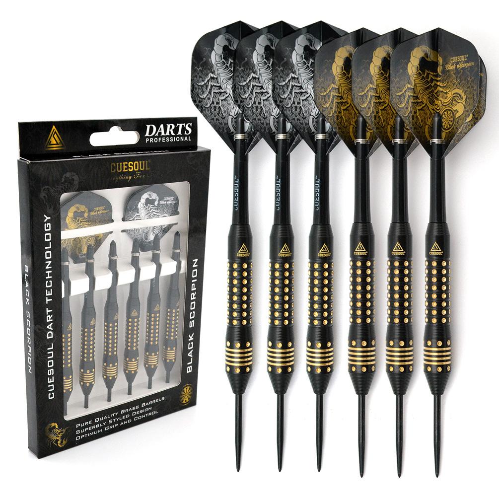 DINGZHUN Darts Factory Black Dot Pattern 22g/24g/26g Black Scorpion Series 6-Dart Set Solid Brass Darts