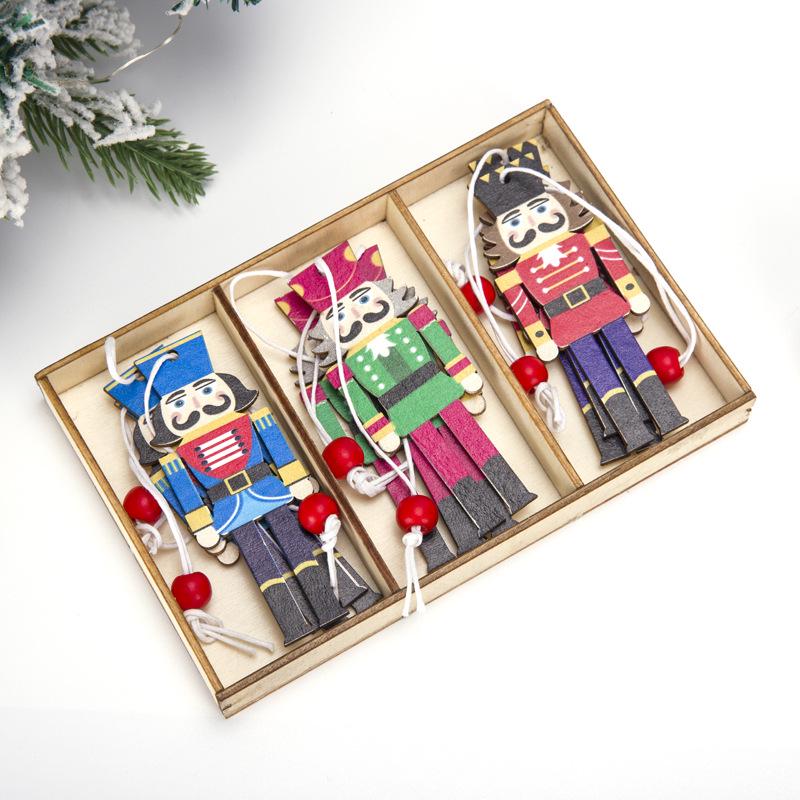 Wooden Nutcracker Soldier Ornament - Festive Cartoon Christmas Gift