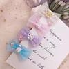 Korean Heart Mesh Bow Hair Clips for Kids - Cute Duckbill Embroidered Hair Accessories