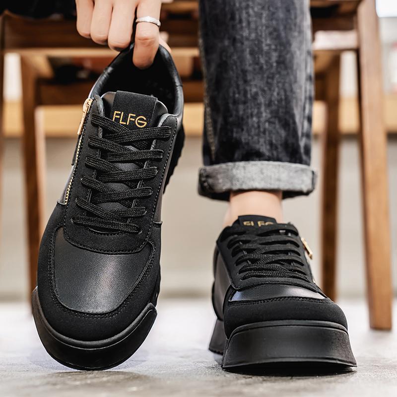 New Round Toe Men's Shoes Slip On Loafers Side Zipper Breathable Fashion Non Slip Outdoor Preppy Casual Festival Gifts Sneakers