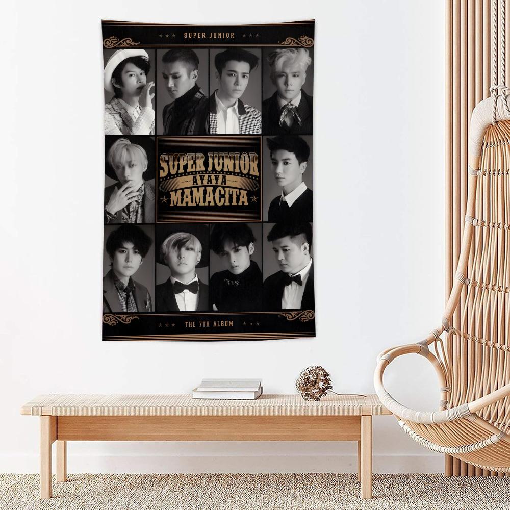 Kpop Band SSuper Junior Tapestry Microfiber Wall Hanging For Bedroom Living Room Decor Outdoor Festival Garden Bar Background
