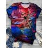 Summer 3D Printing Cute Animal Dragonfly  Women Funny Streetwear Fashion Short Sleeve Top