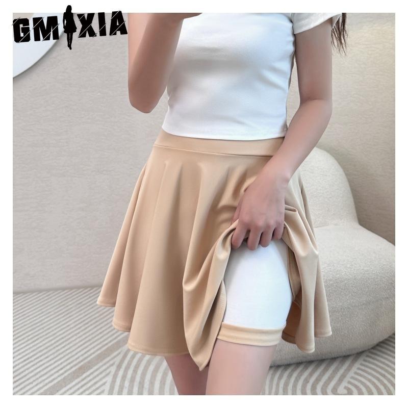 GMXIA 16 Kolorów Damska Moda Casual Jednolity Kolor Nadruk Letnia Wiosenna Spódnica