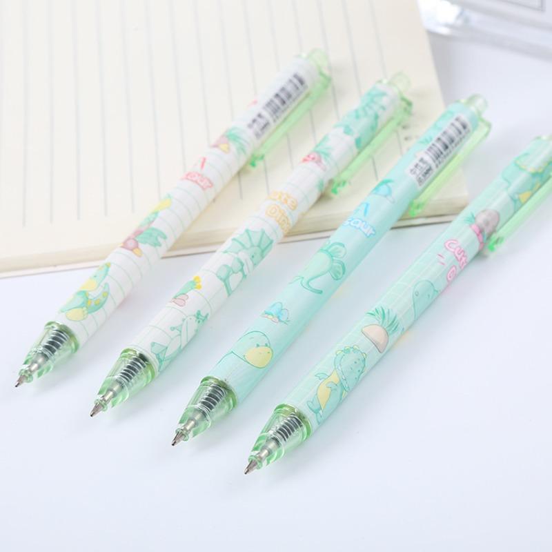 50pcs Happy Dinosaur Press Pen Green Healing Department Press Neutral Pen Student Stationery Office Water-based Signature Pen