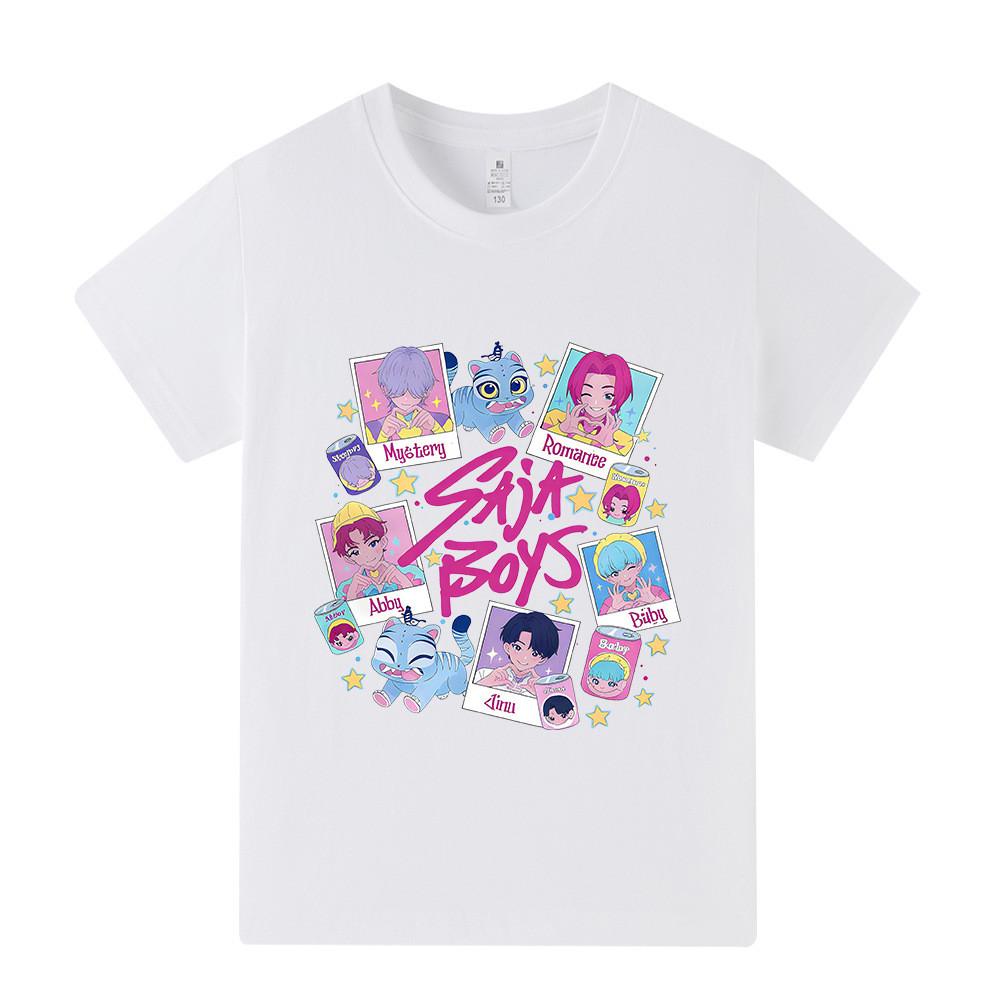 A1206 Kids Boys Girls Sajaboys Kpop Rumi Zoey Mira Print Short Sleeves T-shirt