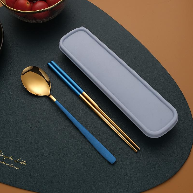 

Stainless Steel Chopsticks Spoons Forks Tableware Set Simple High-end Portable Camping Outdoor Exquisite Gift Tableware