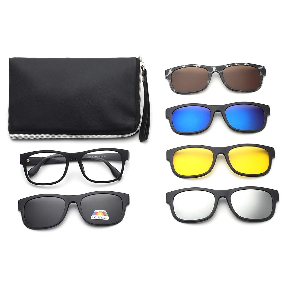 UV400 Protection Polarized Magnetic Clip On Sunglasses Cycling/Driving Sunglasses Set with Pouch 6 Iin 1 Clip Cycling Glasses