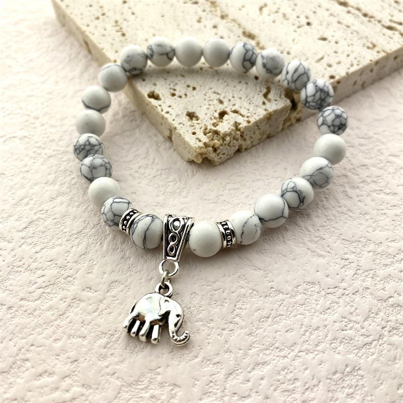 Lucky Natural Stone Beaded Bracelet Fashion Cute Elephant Unisex Bracelet Jewelry Bracelet