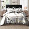 Master Bedroom Ambiance Black and White Marble Light Luxury Three-Piece Bed Set Duvet Cover Set Machine Washable Invisible Zipper Large Double Bedding