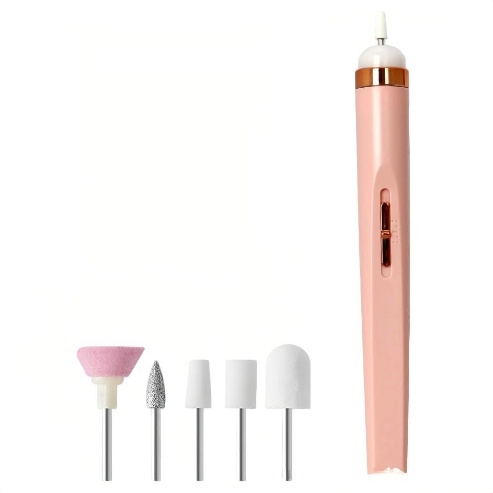 Rechargeable 5 in1 Nail Polishing Machine with LED Light Dual-speed Polishing Electric Nail Grinder 5 Grinding Heads