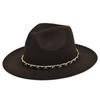 Chain woolen british retro jazz hat large brimmed hat woolen ancient large brimmed hat black hat