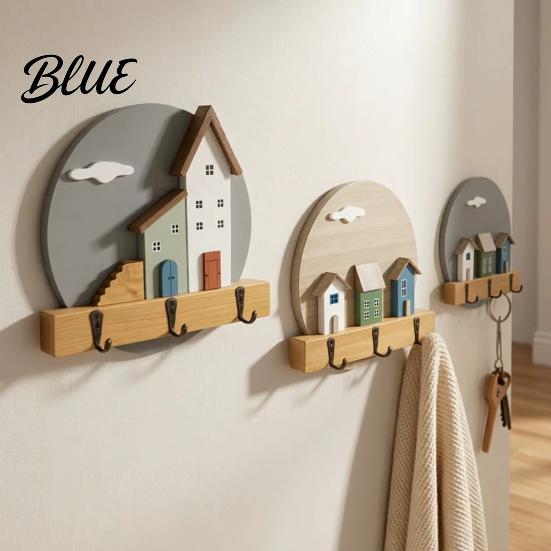Exquisite Home Organization Storage Rack Key Holder Wooden Cottage Gift Nordic House Shaped