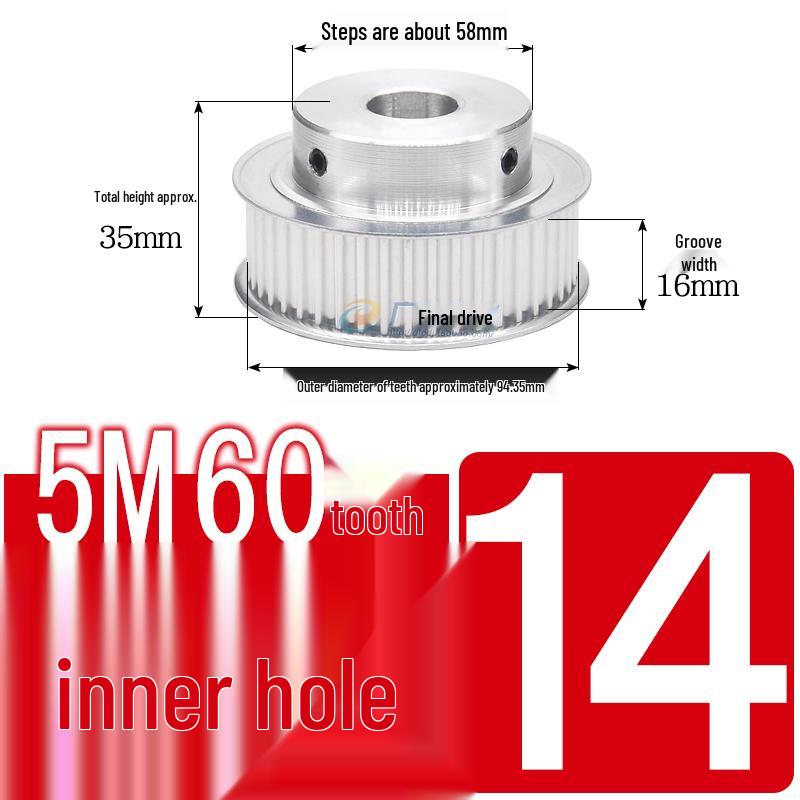 60-Teeth 5M Timing Pulley, T-Slot Width 16/21/27mm, BF Type Stepped with Machined Hole 6-20mm