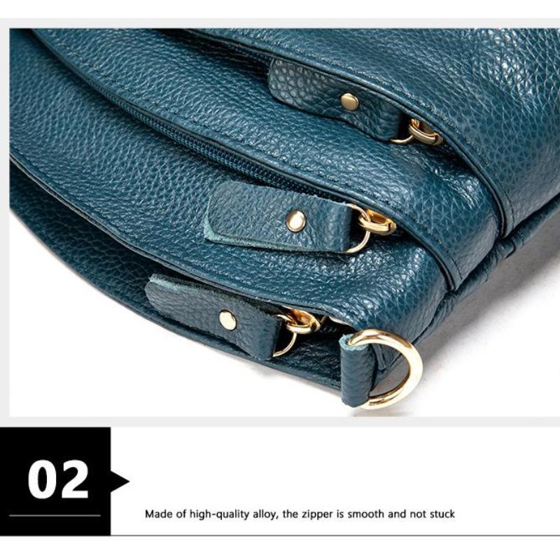 Johnature Fritid Dameveske Ekte skinn Vintage Ensfarge Myk ekte kuskinn Allsidige skulder- og crossbodyvesker