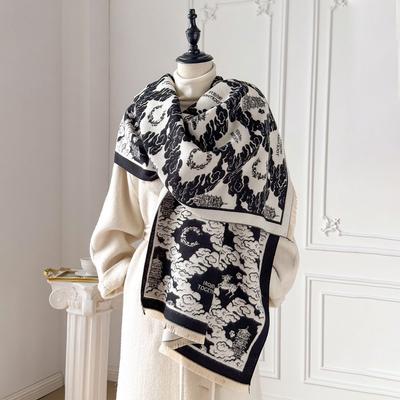Sciarpa in finto cachemire da donna Autunno Inverno Stampa Double-Sided Sciarpa Versatile Ispessita Termica Shawl per Condizionatore