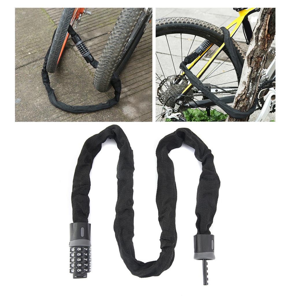 Fahrradketten-Zahlenschloss Hohe Festigkeit Sicher Schlüssellos Tragbar 5-stellig Diebstahlschutz Fahrradschloss