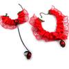 Les Trésors De Lily [K7227] - Designer 'Courtisanes' Red Set (lace) - Necklace and Bracelet