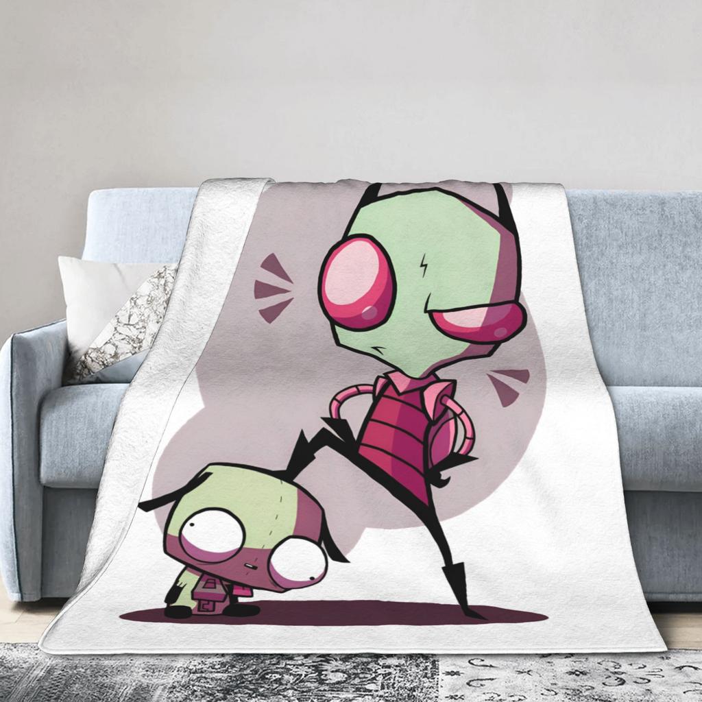 Invader Zim Taco Gir Y2K Cartoon Knitted Blanket  Fleece Throw Blankets Bed Sofa Decoration Soft Warm Bedspread