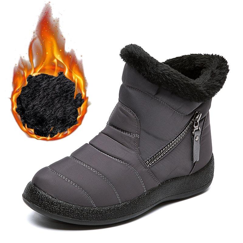 

Женские зимние теплые сноубутсы большого размера, с мягкой подкладкой, водонепроницаемые ботильоны, нескользящая уличная обувь, ботинки для хайкинга, альпинизма, спортивные ботинки 34 серый