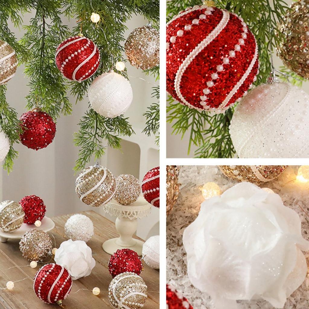 Neue 8cm Weihnachtskugel Perlen Schaumstoff Ornamente Weihnachtsbaum Dekorationen Bunte Kugeln Ornamente Dekorative Teile Hängende Dekoration