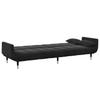 2 Seater Sofa Bed with Ottoman Black Velvet