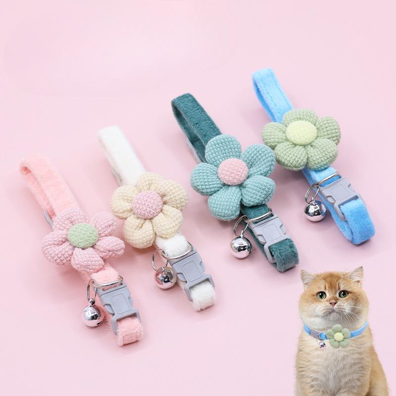 Pet Collars, Cute Cartoon Flower Bell Collars, Cat Necklaces, Small Dog Supplies