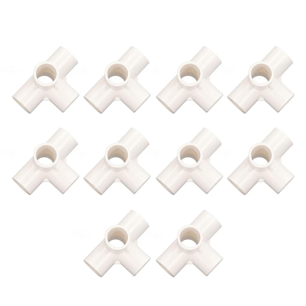10 st PVC Rörkoppling 20mm 5-vägs Rätvinkel Tredimensionell Böj Röranslutning för Möbler