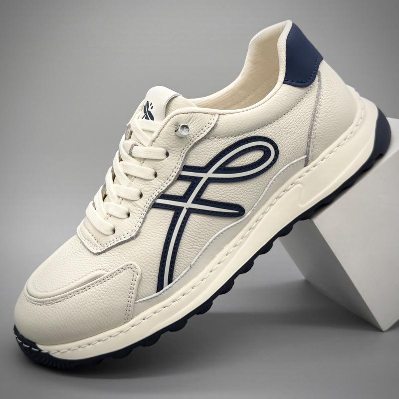 Men s Genuine Leather White Sneakers - Lightweight, Versatile, and Trendy 39