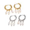 Fashion Jewelry Pearl Ear Loops with High-end Touch Premium Freshwater Pearl Pendant Earrings Stainless Steel Versatile Earrings