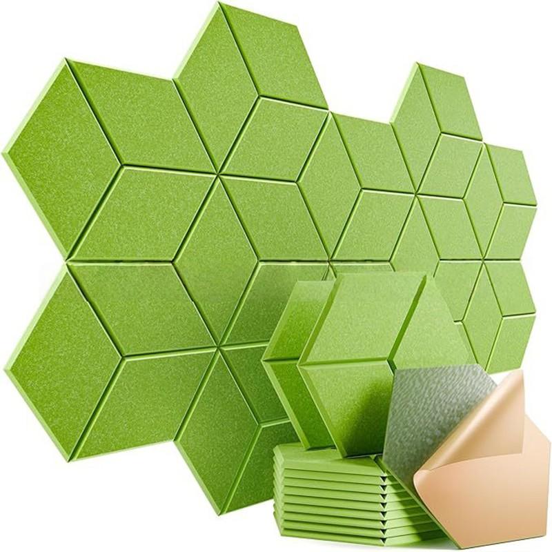 12pcs Tile Stickers Self-Adhesive Hexagonal Acoustic Panels Y-Shaped for Home Interior Decor Living Room Decoration Stickers