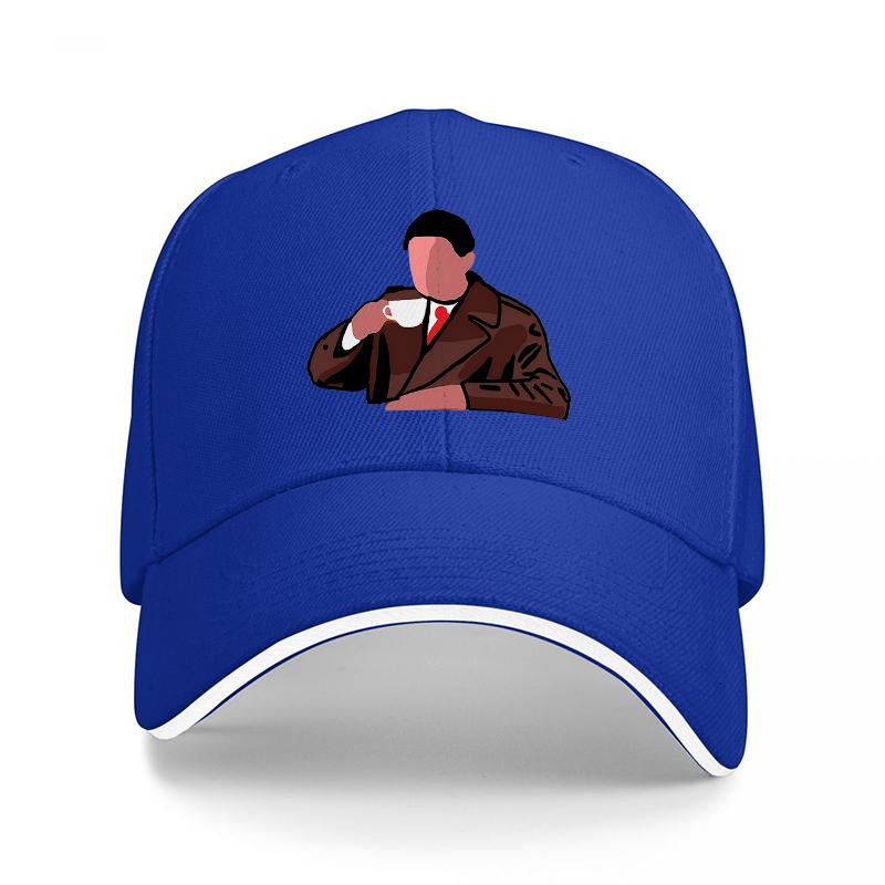 Unisex IN SUIT DRINKING COFFEE CLASSIC BASEBALL CAP BLACK WITH WHITE TRIM STYLISH DESIGN FOR EVERYDAY WEAR FASHION ACCESSORY