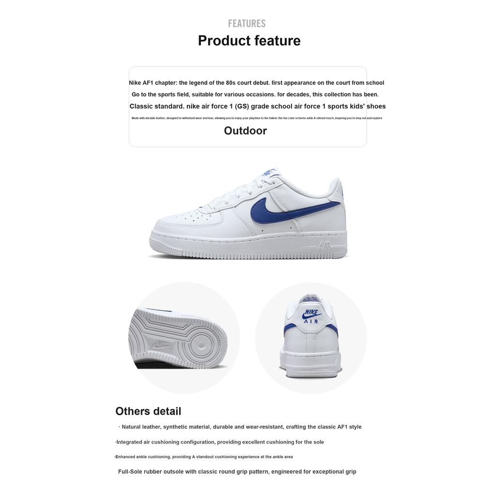 Nike Air Force 1 GS White Hyper Royal Kids Sneakers DV7762-103